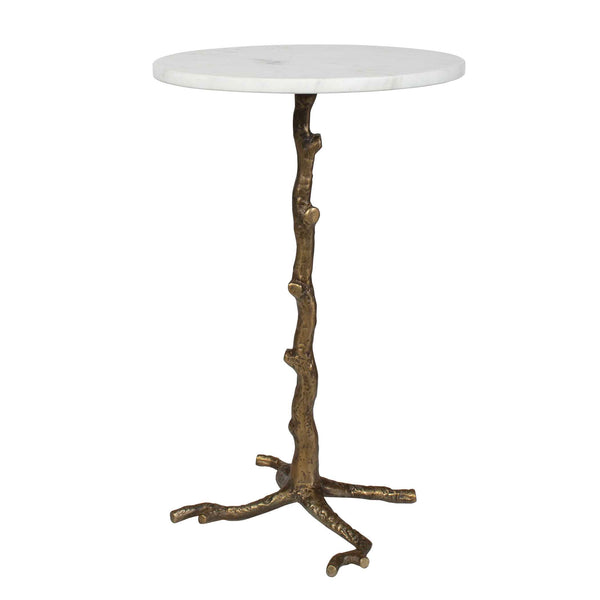 Uttermost Calais Sculptural Branch Base Accent Table with Polished White Marble Top