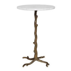 Uttermost Calais Sculptural Branch Base Accent Table with Polished White Marble Top