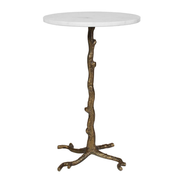 Uttermost Calais Sculptural Branch Base Accent Table with Polished White Marble Top