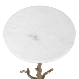 Uttermost Calais Sculptural Branch Base Accent Table with Polished White Marble Top