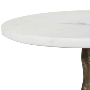 Uttermost Calais Sculptural Branch Base Accent Table with Polished White Marble Top