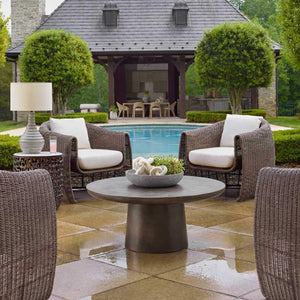 Uttermost Madrone Cast Aluminum Round Coffee Table with Golden Bronze Finish Patio Ready