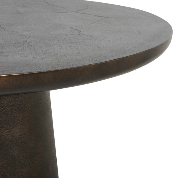 Uttermost Madrone Cast Aluminum Round Coffee Table with Golden Bronze Finish Patio Ready