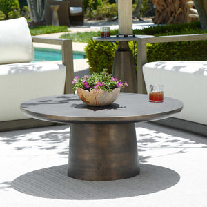 Uttermost Madrone Cast Aluminum Round Coffee Table with Golden Bronze Finish Patio Ready