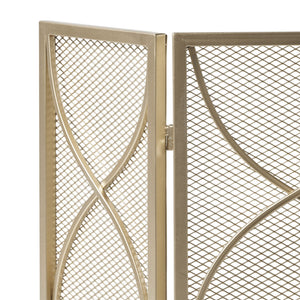 English Elm Christopher Knight Home® - FIRE Gold Iron Fireplace Screen 32.5x24.75 Inch Decorative Heat-Resistant Protective Cover, Elegant 65182.00GLD