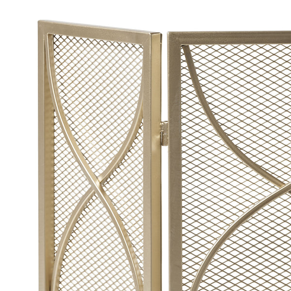 English Elm Christopher Knight Home® - FIRE Gold Iron Fireplace Screen 32.5x24.75 Inch Decorative Heat-Resistant Protective Cover, Elegant 65182.00GLD