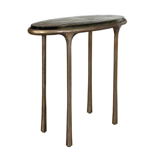 Uttermost Ata Oval Sculptural Accent End Table Cast Aluminum Base for Living Spaces