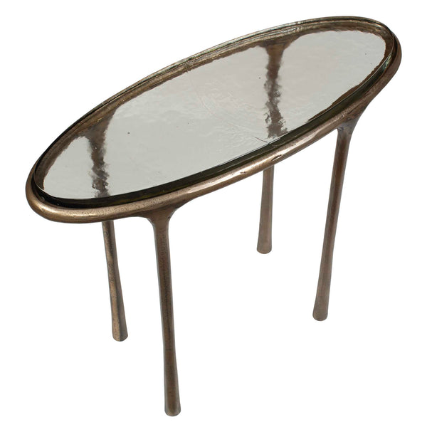 Uttermost Ata Oval Sculptural Accent End Table Cast Aluminum Base for Living Spaces