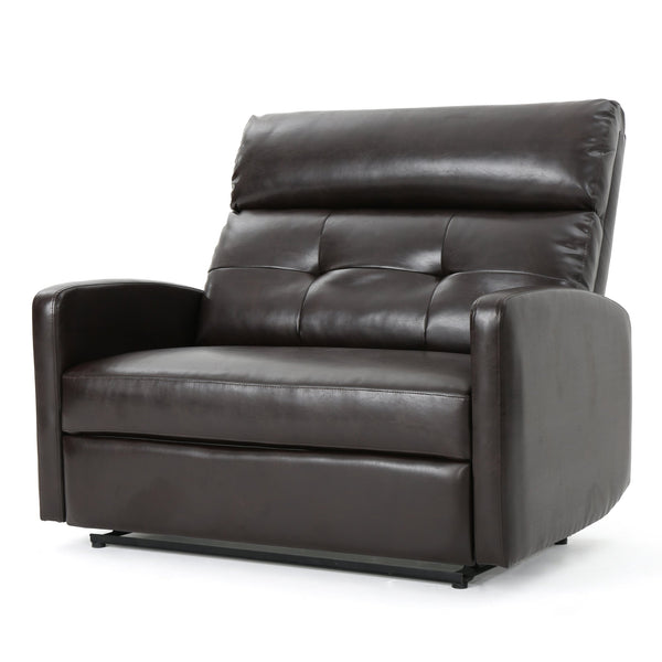 English Elm Christopher Knight Home® - Reclining Loveseat with Push-Back Recline, Plush Tufted Fabric Sofa, Compact Wall-Hugger Design Brown 61372.00PU