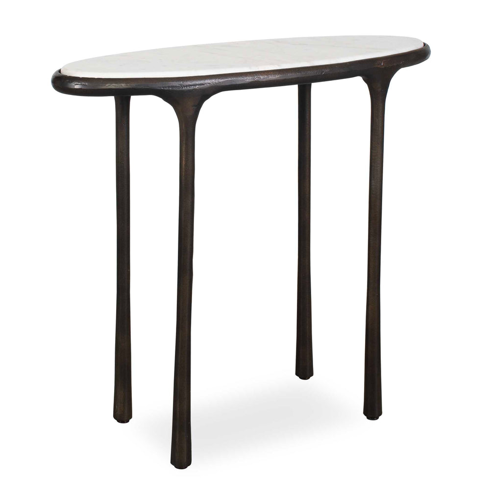 Uttermost Uttermost Ata Oval Sculptural Accent End Table Cast Aluminum Base for Living Spaces Bronze Aluminium, Marble 50639