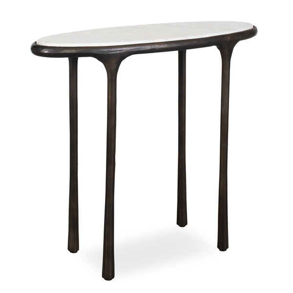 Uttermost Uttermost Ata Oval Sculptural Accent End Table Cast Aluminum Base for Living Spaces Bronze Aluminium, Marble 50639