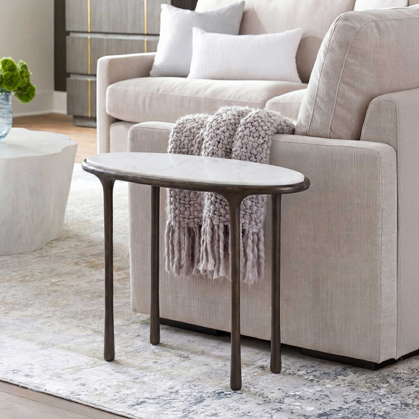 Uttermost Ata Oval Sculptural Accent End Table Cast Aluminum Base for Living Spaces