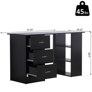 English Elm Modern Engineered Wood Writing Desk with Bookcase and Drawers for Home Office Use T3971P385971