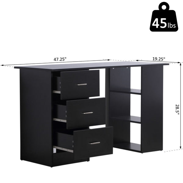 English Elm Modern Engineered Wood Writing Desk with Bookcase and Drawers for Home Office Use T3971P385971