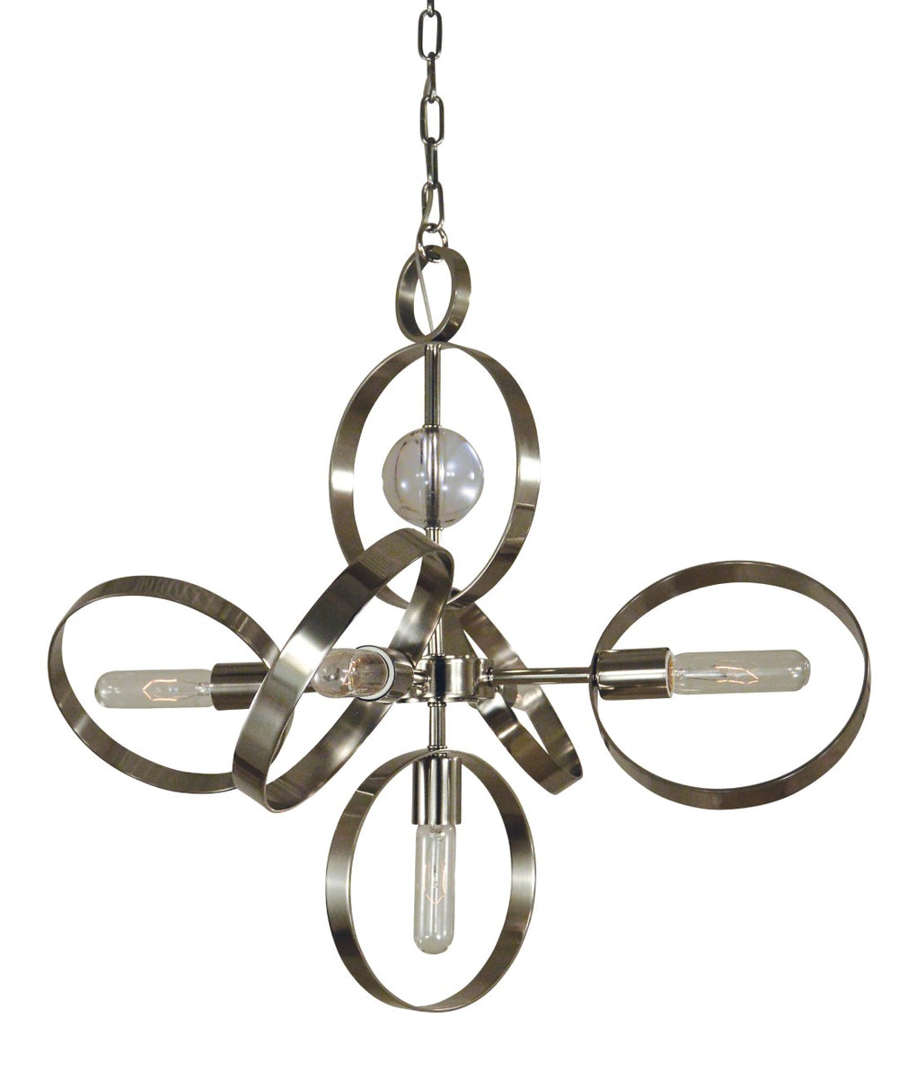 Framburg 5-light Copernicus Dining Chandelier - Whimsical Mid Century Modern Design, Handmade In The Usa Polished Nickel Metal 5064 Pn