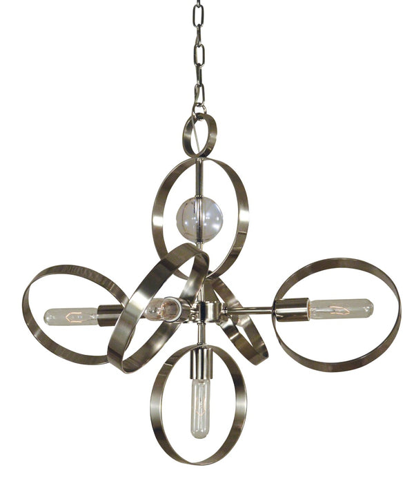 Framburg 5-light Copernicus Dining Chandelier - Whimsical Mid Century Modern Design, Handmade In The Usa Polished Nickel Metal 5064 Pn