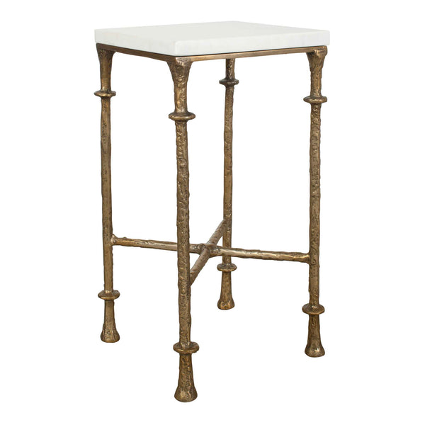 Uttermost Penelope Genuine Marble Top Accent Table with Antique Brass Cast Base