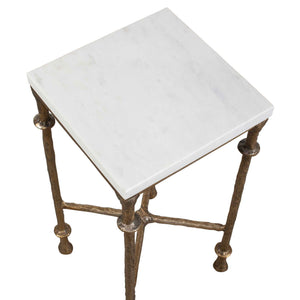 Uttermost Penelope Genuine Marble Top Accent Table with Antique Brass Cast Base
