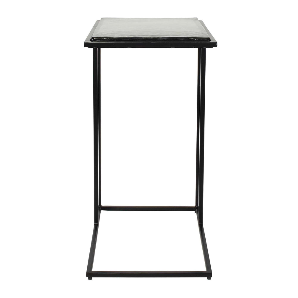 Uttermost Uttermost Mateo Cast Glass Pull up Accent Table with Sculptural Black Iron Base 50641
