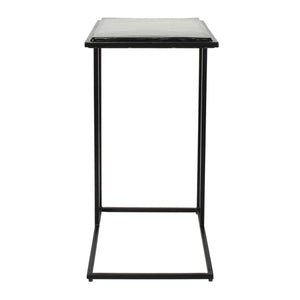 Uttermost Mateo Cast Glass Pull up Accent Table with Sculptural Black Iron Base