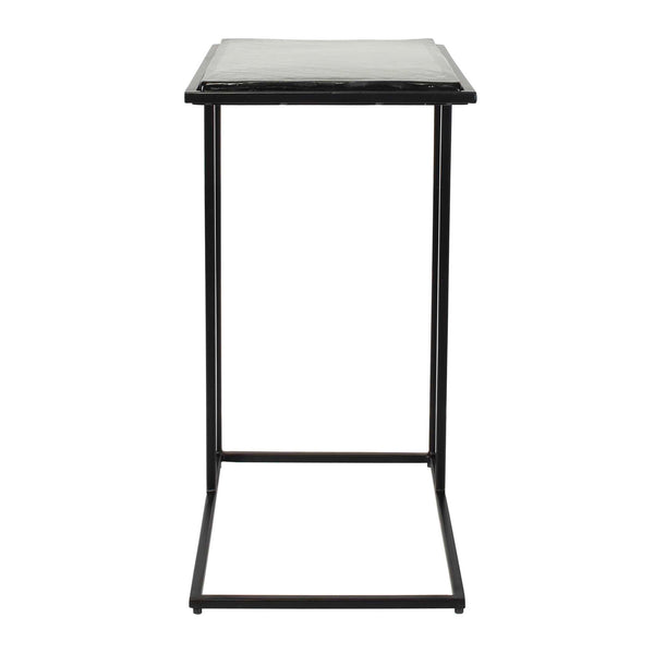 Uttermost Mateo Cast Glass Pull up Accent Table with Sculptural Black Iron Base