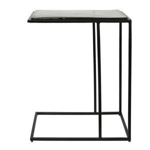 Uttermost Mateo Cast Glass Pull up Accent Table with Sculptural Black Iron Base