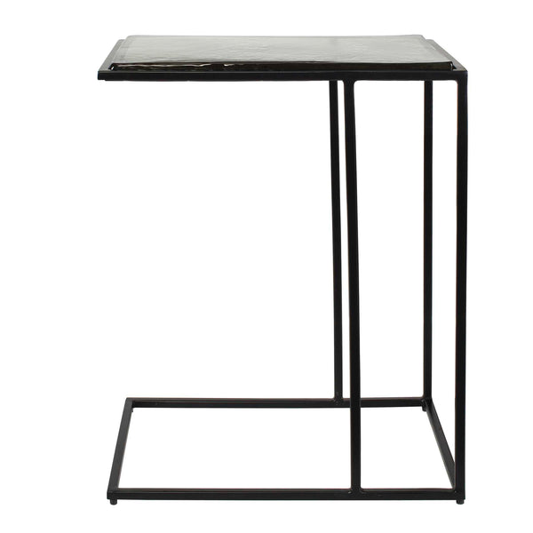 Uttermost Mateo Cast Glass Pull up Accent Table with Sculptural Black Iron Base