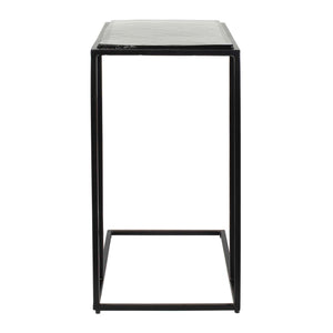 Uttermost Mateo Cast Glass Pull up Accent Table with Sculptural Black Iron Base