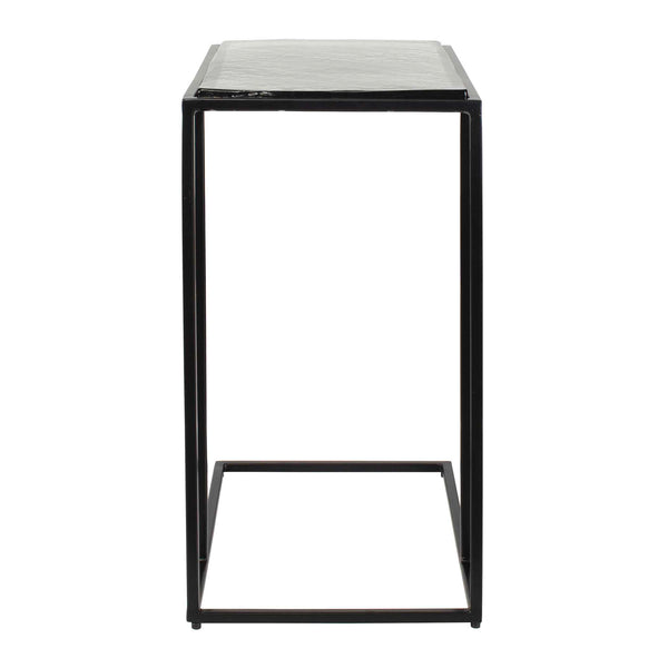 Uttermost Mateo Cast Glass Pull up Accent Table with Sculptural Black Iron Base