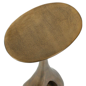 Uttermost Tolstoy Cast Aluminum Hourglass Accent Table with Antique Brass Finish