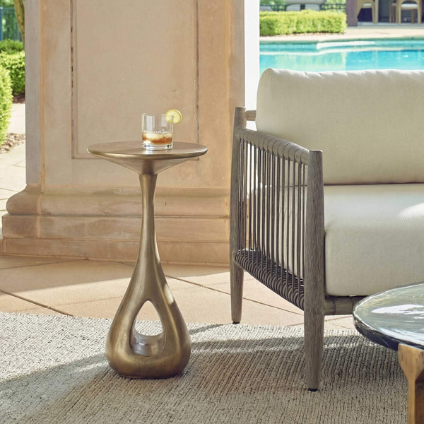 Uttermost Tolstoy Cast Aluminum Hourglass Accent Table with Antique Brass Finish
