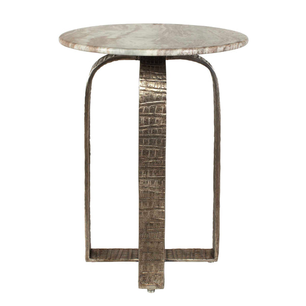 Uttermost Warner Marble Top Cast Aluminum Side Table for Patios and Living Rooms