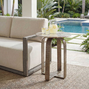 Uttermost Warner Marble Top Cast Aluminum Side Table for Patios and Living Rooms