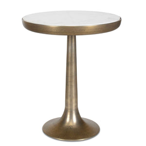 Uttermost Uttermost Gianno Natural Marble Round Accent Table with Antique Brass Pedestal Base 50644