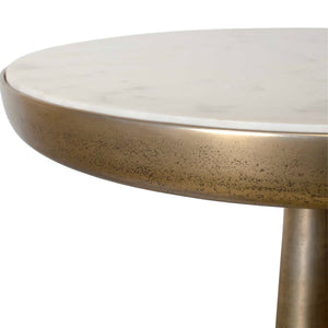 Uttermost Gianno Natural Marble Round Accent Table with Antique Brass Pedestal Base