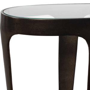Uttermost Coronado Sculptural Bronze Glass and Marble Living Room Accent Table
