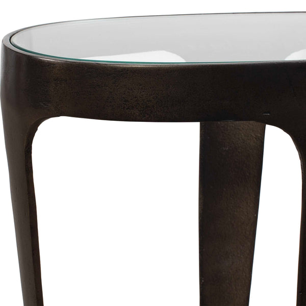 Uttermost Coronado Sculptural Bronze Glass and Marble Living Room Accent Table