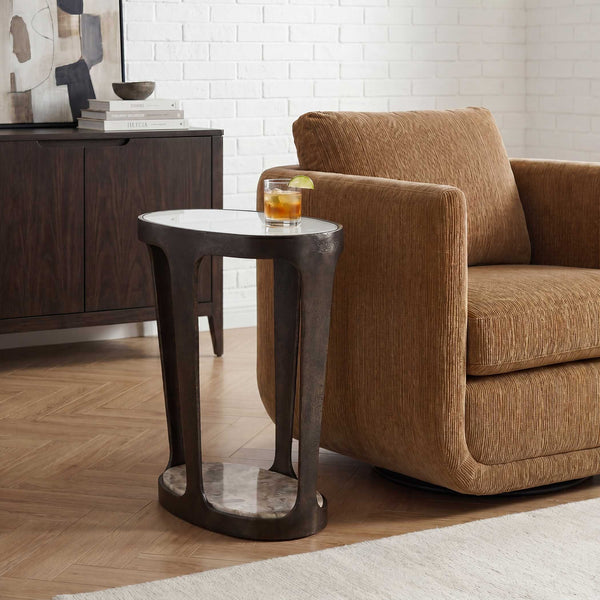 Uttermost Coronado Sculptural Bronze Glass and Marble Living Room Accent Table
