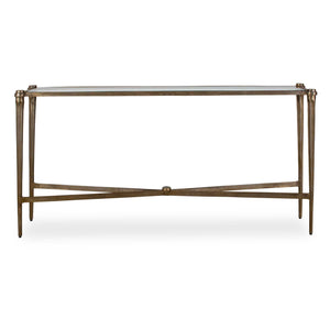 Uttermost Uttermost Amara Cast Aluminum Console with Antique Brass Finish and Carved Tapered Legs 50646