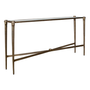 Uttermost Amara Cast Aluminum Console with Antique Brass Finish and Carved Tapered Legs