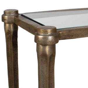 Uttermost Amara Cast Aluminum Console with Antique Brass Finish and Carved Tapered Legs