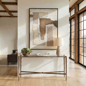 Uttermost Amara Cast Aluminum Console with Antique Brass Finish and Carved Tapered Legs