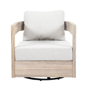 English Elm Telluride Outdoor Acacia Wood Swivel Club Chair Coastal Patio Seating Beige,Light White N775P304793G