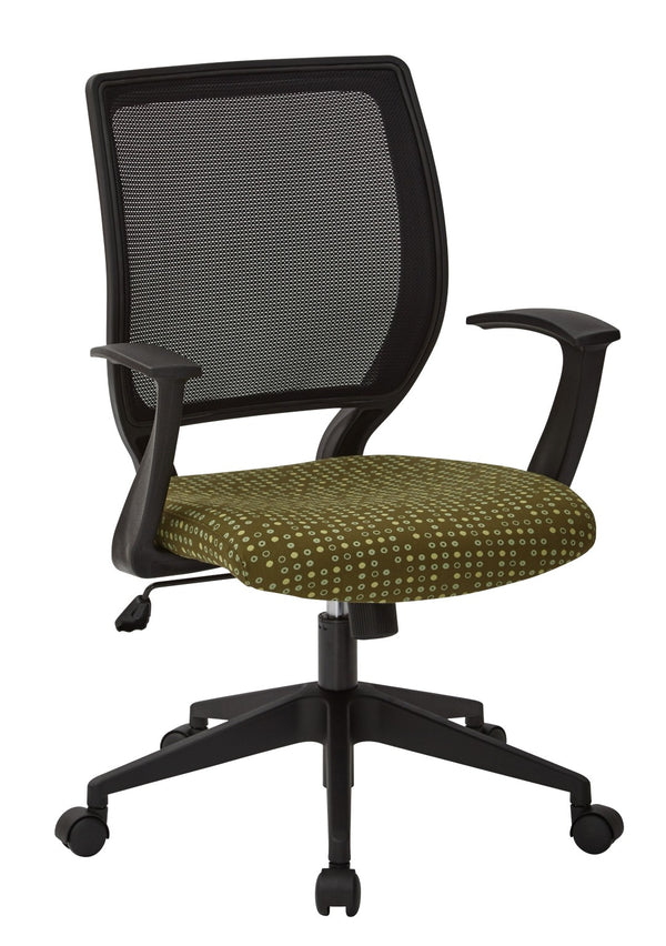 OSP Home Furnishings Screen Back Mesh Task Chair with Lumbar Support and T Arms for Home Office Use Herb EM51022N-K103