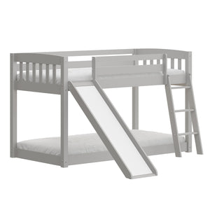 Homeroots Gray Twin Over Twin Solid Wood Bunk Bed With Slide And Ladder Grey Solid Wood 506617