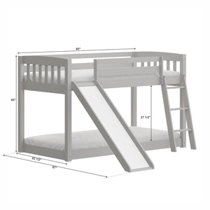 Homeroots Gray Twin Over Twin Solid Wood Bunk Bed With Slide And Ladder Grey Solid Wood 506617