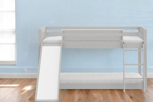 Homeroots Gray Twin Over Twin Solid Wood Bunk Bed With Slide And Ladder Grey Solid Wood 506617