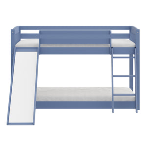 Homeroots Blue Twin Over Twin Solid Wood Bunk Bed With Slide And Ladder  Solid Wood 506618