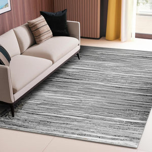 HomeRoots 5' Grey Abstract Area Rug - Modern Turkish Design for Living Rooms, Bedrooms & Dining Areas 5' X 7' 506623