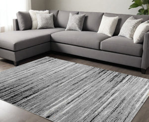 Homeroots 8' X 11' Grey Abstract Area Rug  Polypropylene 506625